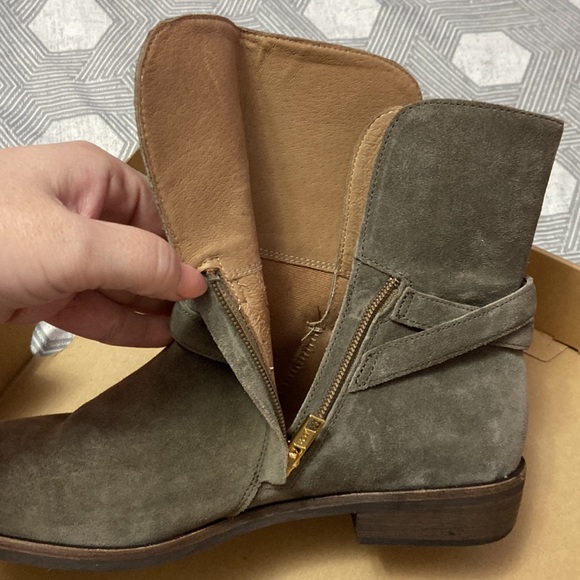 UGG Kelby Mouse Grey Suede Side Zip Short Boots - Picture 2 of 6